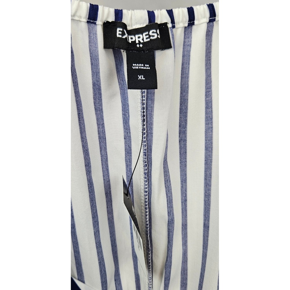NWT Express Womens Faux Wrap Spag Strap Mini Dress XL Resortwear Nautical - Picture 6 of 8